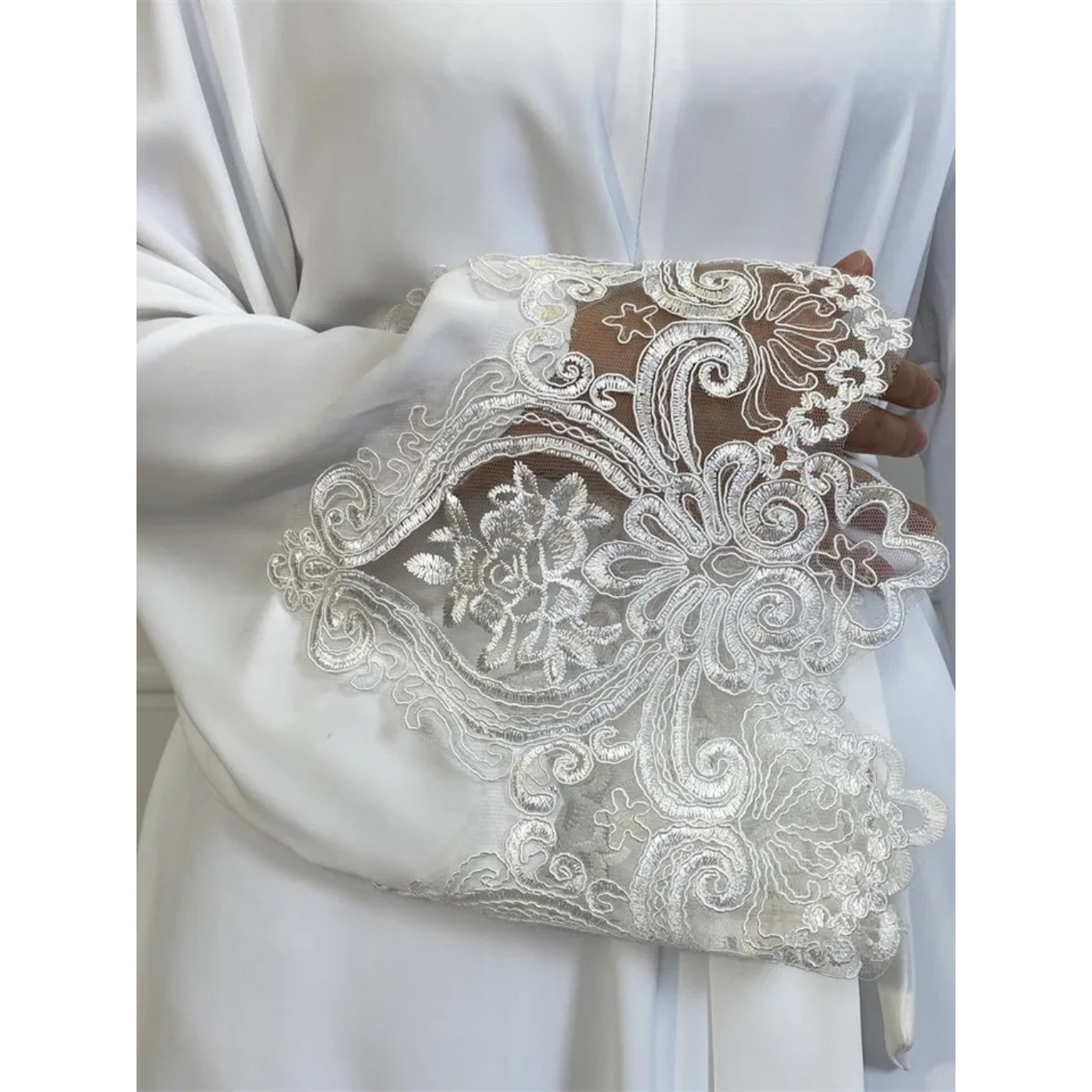 Front Zipper Lace Embroidery Islamic Abaya