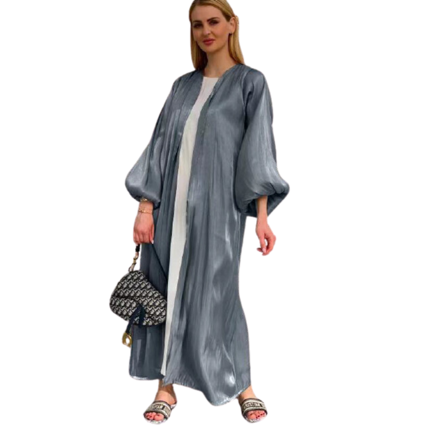 Shiny Soft Cuff Sleeves Islamic Abaya