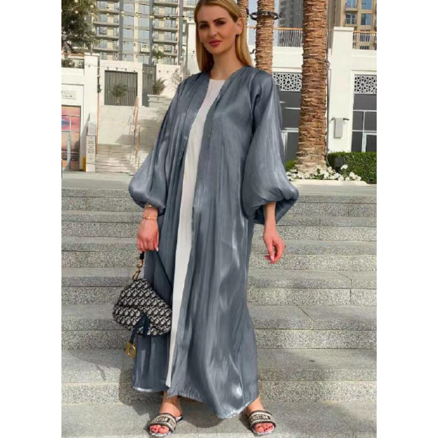 Shiny Soft Cuff Sleeves Islamic Abaya