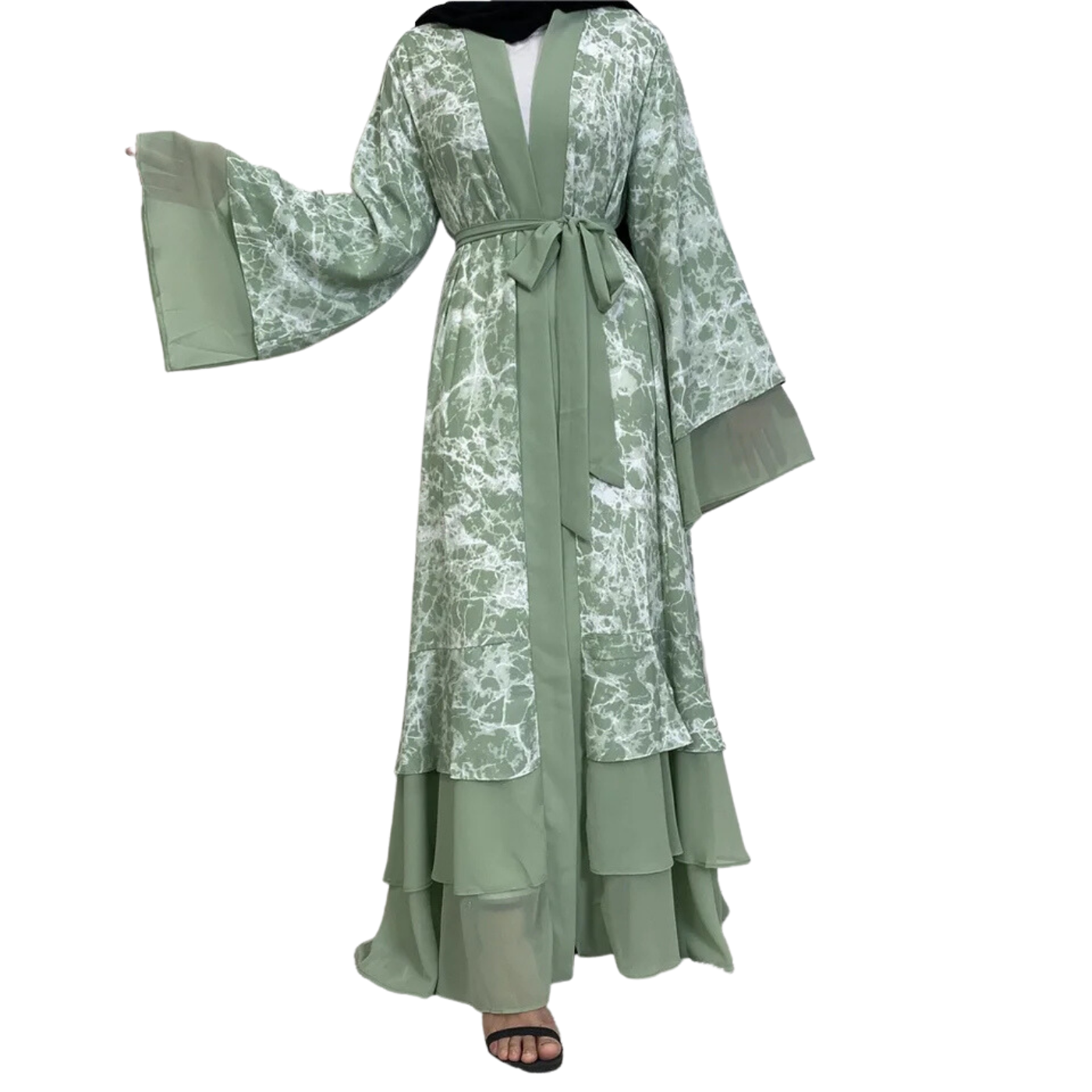 Marble Print Open Abaya