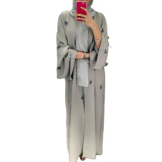 Hand-embroidered Muslim Islamic Cardigan Robes Dress