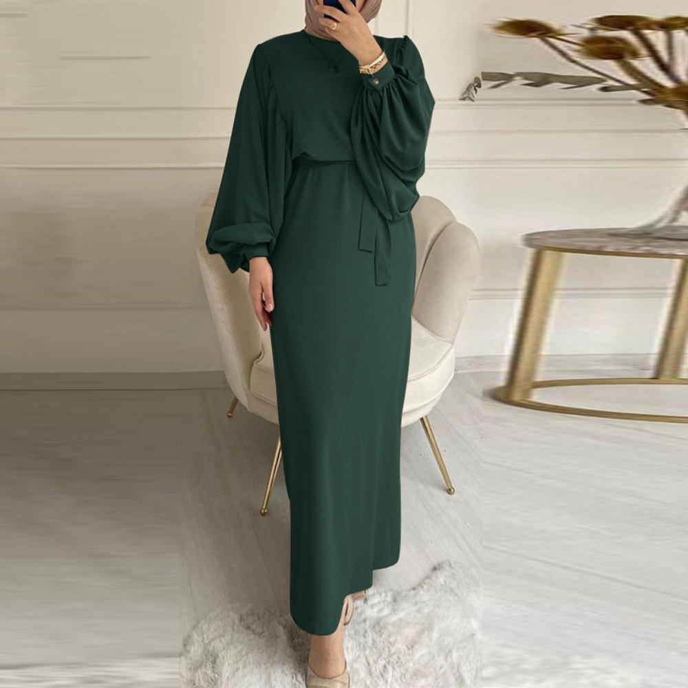 Puff Sleeve Long Robe Dress
