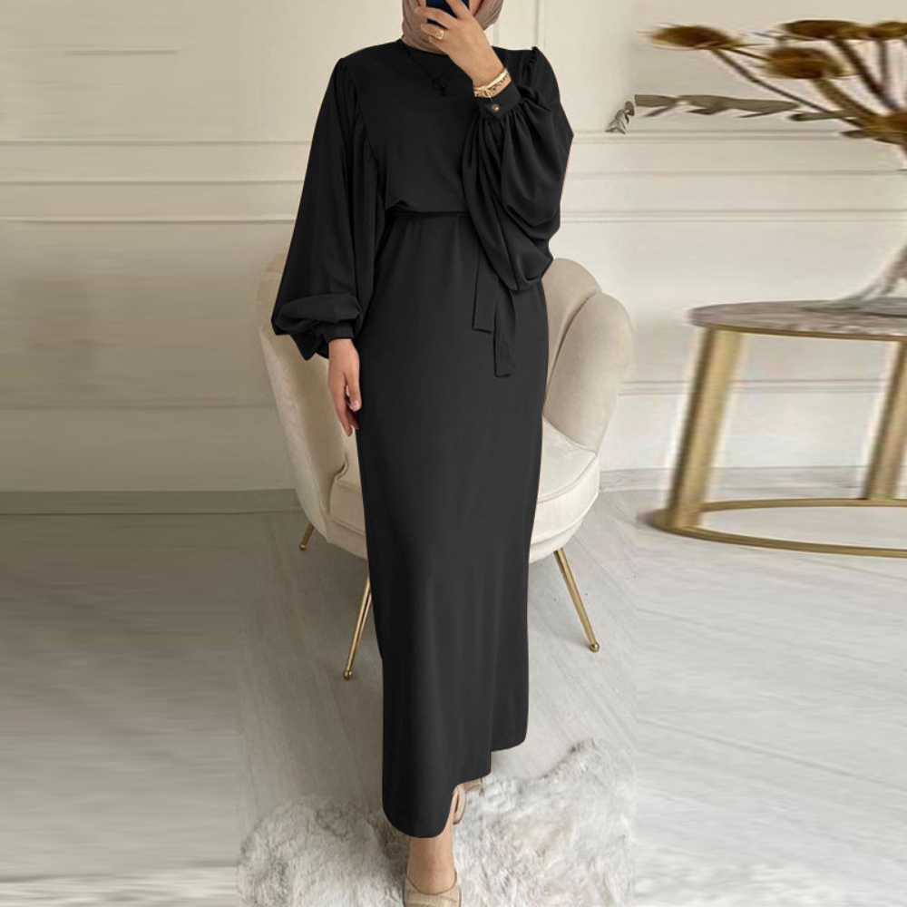 Puff Sleeve Long Robe Dress