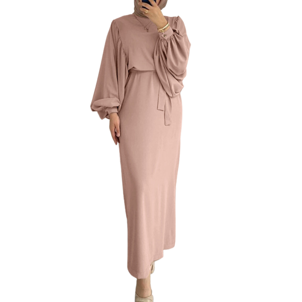 Puff Sleeve Long Robe Dress