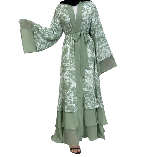 Marble Print Open Abaya