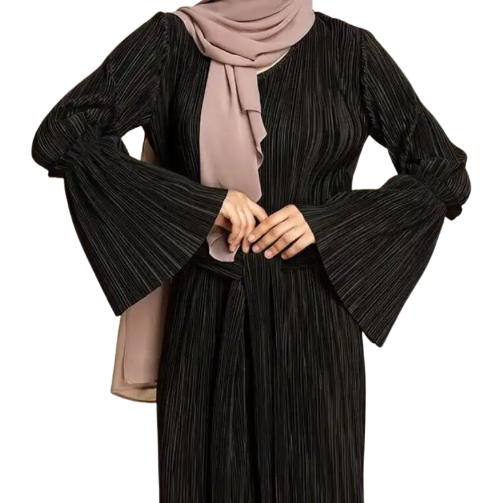 Flare Sleeved Pleated Kaftan Abaya